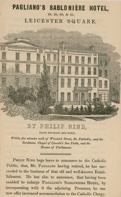 Paglianos Sabloniere Hotel, Leicester Square, Londyn autorstwa English School