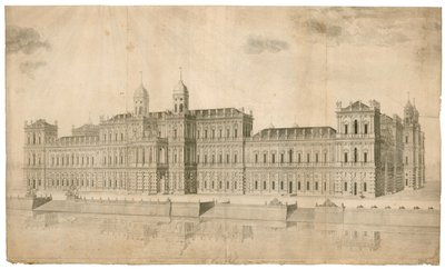 Pałac Whitehall. Opublikowano 1748 autorstwa English School