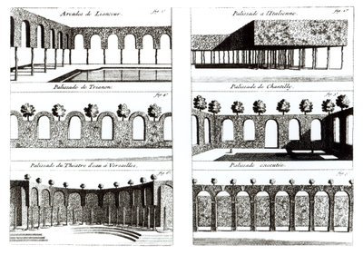 Projekty palisady, z teorii i praktyki ogrodniczej, Antoine-Joseph Dezallier DArganville (1680-1765), opublikowane ok. 1709 autorstwa English School