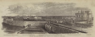 Panoramiczny widok na Broadstone Railway Terminus autorstwa English School
