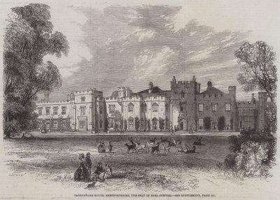 Panshanger House, Hertfordshire, siedziba hrabiego Cowpera (grafika) autorstwa English School