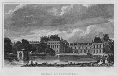 Paryż, Chateau De Fontainebleau (grafika) autorstwa English School