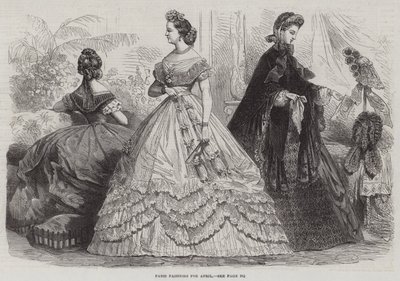 Paris Fashions na kwiecień (grawerowanie) autorstwa English School