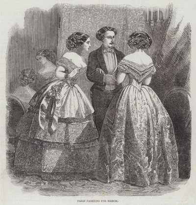 Paris Fashions na marzec (grawerowanie) autorstwa English School
