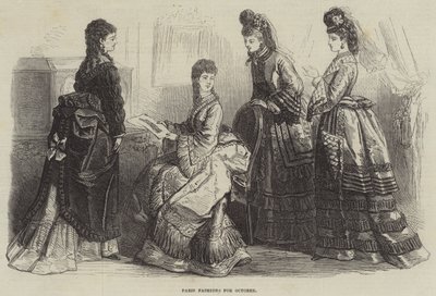 Paris Fashions na październik (grawerowanie) autorstwa English School