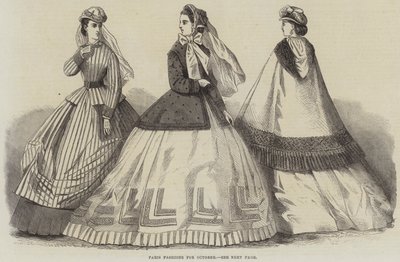 Paris Fashions na październik (grawerowanie) autorstwa English School