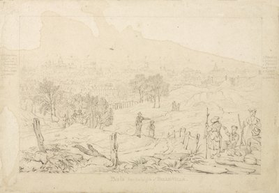 Paryż ze wzgórz Belle Ville, 1815 autorstwa English School