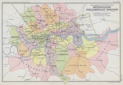 Reprezentacja parlamentarna, metropolitalne gminy parlamentarne (kolorowa litografia) autorstwa English School