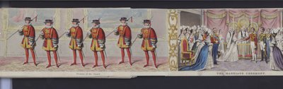 Fragment panoramy ślubu królowej Wiktorii, ok. 1840 r. (akwatinta ręcznie kolorowana) autorstwa English School