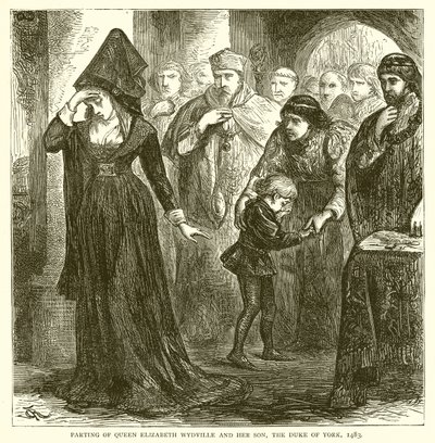 Rozstanie królowej Elżbiety Wydville i jej syna, księcia Yorku, 1483 autorstwa English School