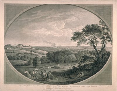 Widok duszpasterski miast Westminster z częścią Highgate, 1780 autorstwa English School