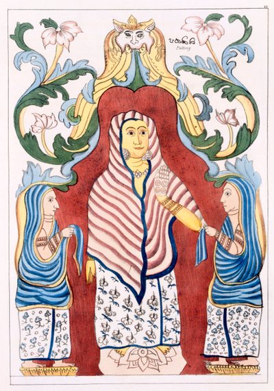 Pattinee Dewa, Czterej Strażnicy Wzgórz, z Historii i doktryny buddyzmu Edwarda Uphama, 1829 autorstwa English School