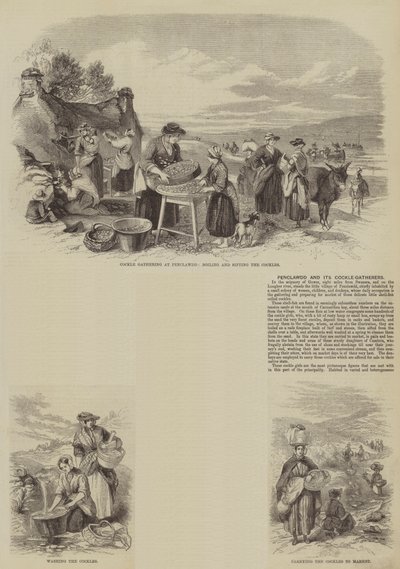 Penclawdd i jego zbieracze sercówek (grafika) autorstwa English School