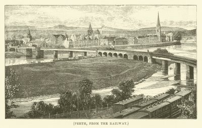 Perth od strony linii kolejowej (rycina) autorstwa English School
