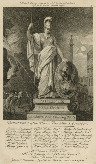 Firma Phoenix; Straż pożarna, Lombard Street i Charing Cross, Londyn autorstwa English School