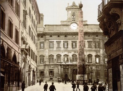 Piazza di Monte Citorio, Rzym (zdjęcie ręcznie kolorowane) autorstwa English School
