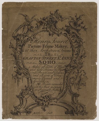 Producent ramek do zdjęć, Henry Jouret, karta handlowa autorstwa English School