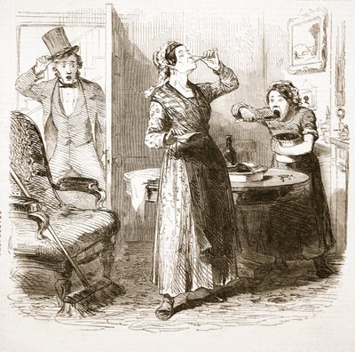 Malownicze szkice Londynu: The Lodging House, z The Illustrated London News, 1849 autorstwa English School