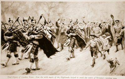Pied Pipers of London Town: Jak dzika muzyka Highlands pomogła zasilić szeregi brytyjskich wojowników, 1914-19 autorstwa English School