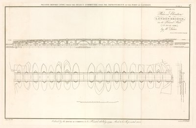 Plan i elewacja London Bridge na dzień 2 lipca 1799 r. autorstwa English School
