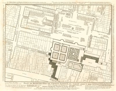 Plan Bedford House, Covent Garden, Londyn, wykonany około 1690 autorstwa English School