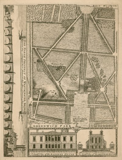 Plan Greenwich Park, Londyn autorstwa English School