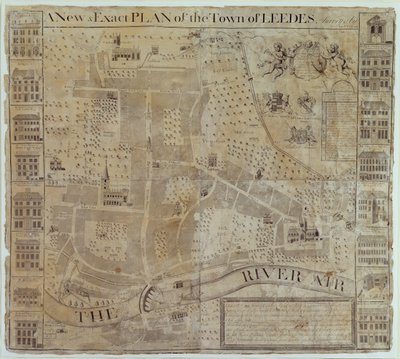 Plan Leeds, zbadany przez Johna Cossinsa, ok. 1730 r autorstwa English School