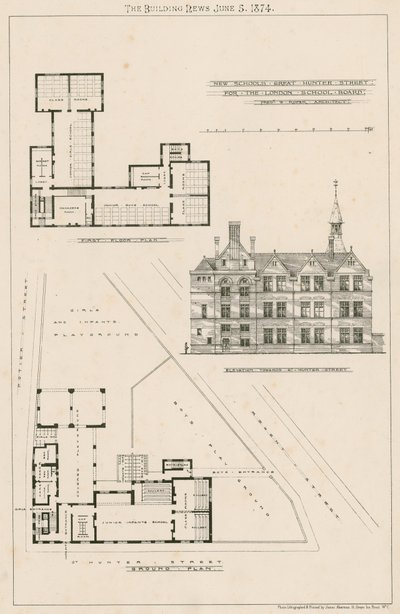 Plan nowych szkół, Great Hunter Street Schools, Old Kent Road autorstwa English School