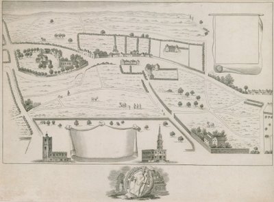 Plan północno-zachodnich przedmieść Londynu wokół St Giles in the Fields autorstwa English School