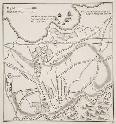 Plan bitwy pod Culloden, 16 kwietnia 1746 autorstwa English School