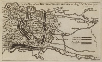 Plan bitwy pod Villinghausen, Niemcy, wojna siedmioletnia, 15-16 lipca 1761 autorstwa English School