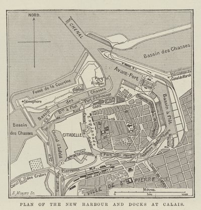Plan nowego portu i doków w Calais (grawerowanie) autorstwa English School