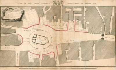 Plan zamierzonej poprawy miasta w Temple Bar w Londynie autorstwa English School