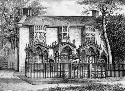 Plas Newydd, niedaleko Llangollen w Walii, siedziba Lady Eleanor Butler i Miss Ponsonby autorstwa English School