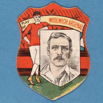 Play Up Woolwich Arsenal Powell, karta Baines w kształcie tarczy, 1888-89 autorstwa English School