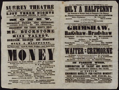 Playbill wydany przez Surrey Theatre autorstwa English School
