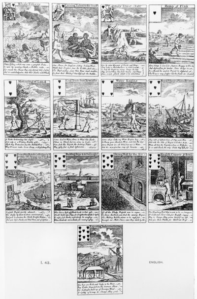 Karty do gry satyryczne przedsięwzięcia bąbelkowe, ok. 1720 autorstwa English School
