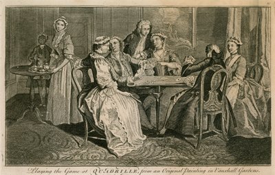 Granie w grę Quadrille z oryginalnego obrazu w Vauxhall Gardens w Londynie autorstwa English School