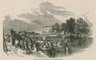 Łodzie rekreacyjne, naszkicowane w Paddington Basin, Regents Canal, Londyn autorstwa English School