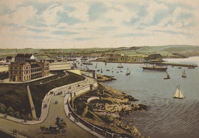 Plymouth: Instytut Biologiczny i Cattewater (kolor lito) autorstwa English School