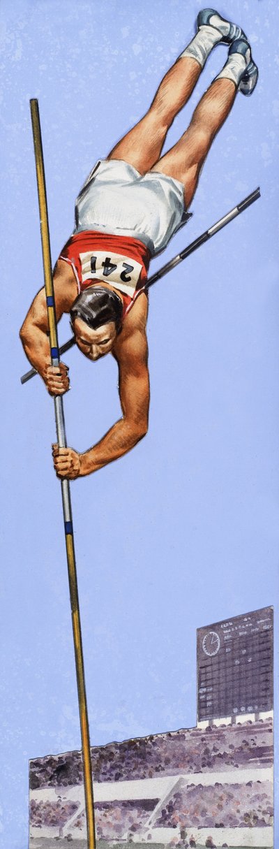 Mistrz skoku o tyczce Fred Hansen autorstwa English School