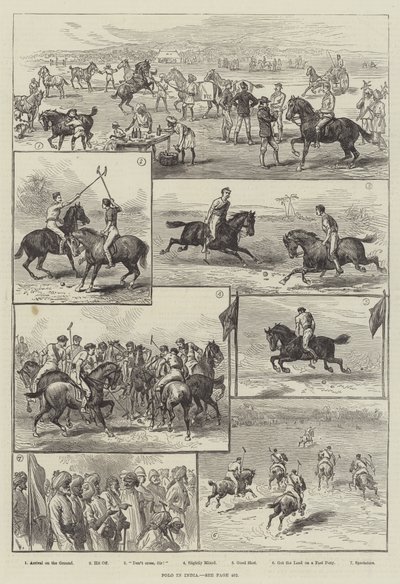 Polo w Indiach (grawerowanie) autorstwa English School