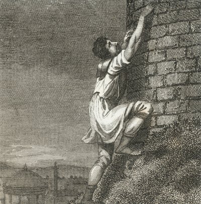 Pontius Comminius wspinający się do Cytadeli (rycina) autorstwa English School