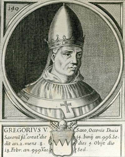Papież Grzegorz V (972-999) (rycina) autorstwa English School