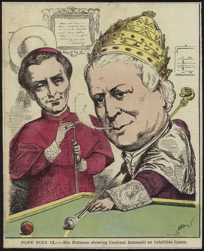 Papież Pius IX – Jego Świątobliwość ukazuje kardynałowi Antonellemu nieomylny kanonik autorstwa English School