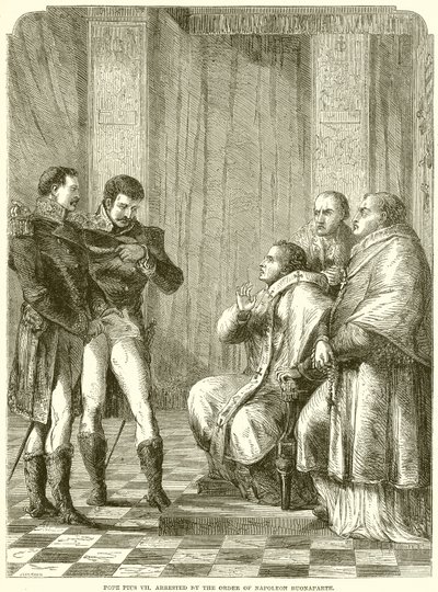 Papież Pius VII. aresztowany z rozkazu Napoleona Buonaparte autorstwa English School