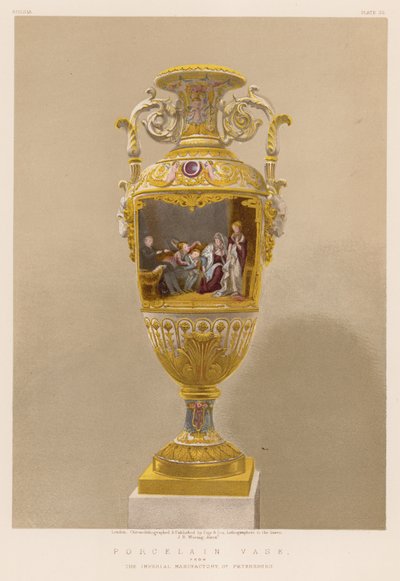 Porcelanowa waza z Cesarskiej Manufaktury w Petersburgu (chromolit) autorstwa English School