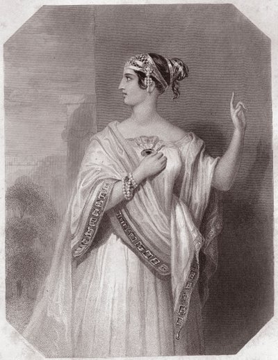 Porcia żona Brutusa (Portia Żona Brutusa) (Jules Cesar - Tragedia Juliusza Cezara) w - „Galerie des femmes de Shakespeare, zbiór czterdziestu pięciu poważnych portretów wczesnych artystów londyńskich, wzbogacony o uwagi krytyczne i literackie” ”” cir autorstwa English School