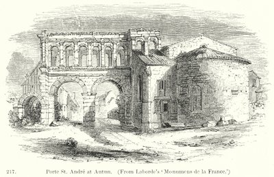 Porte St Andre w Autun (grawerunek) autorstwa English School