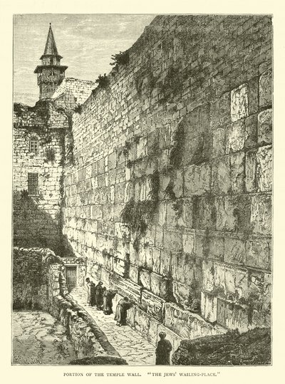 Fragment ściany świątyni, miejsce płaczu Żydów autorstwa English School